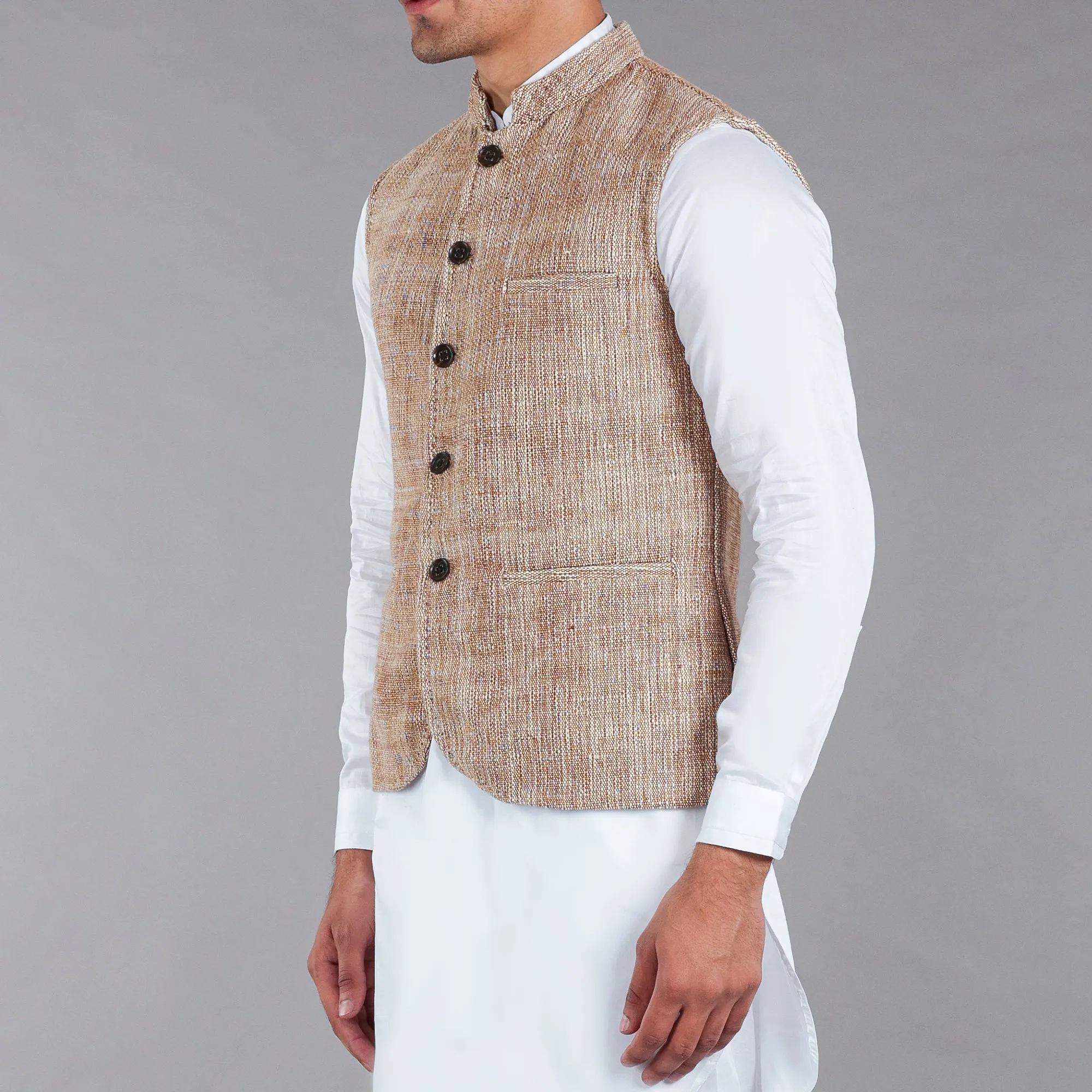 Brown Khaddar Waistcoat