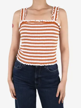 Brown striped and shirred top - size S