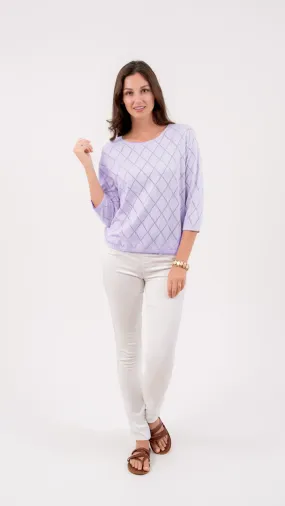 Burgess Diamond Open Weave Crew - Lavender