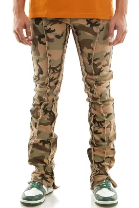 Camo  Raw Cut Stacked Pants for Men