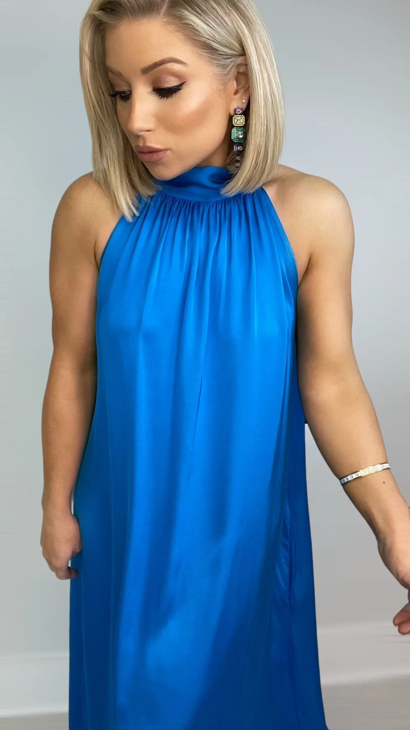 CAROLINA SILKY DRESS - ELECTRIC BLUE