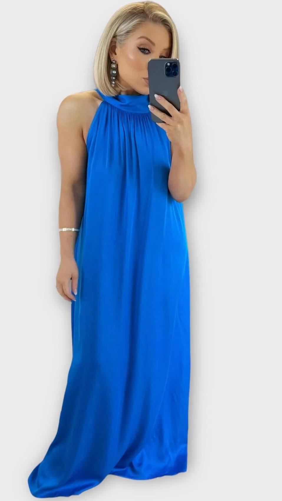 CAROLINA SILKY DRESS - ELECTRIC BLUE