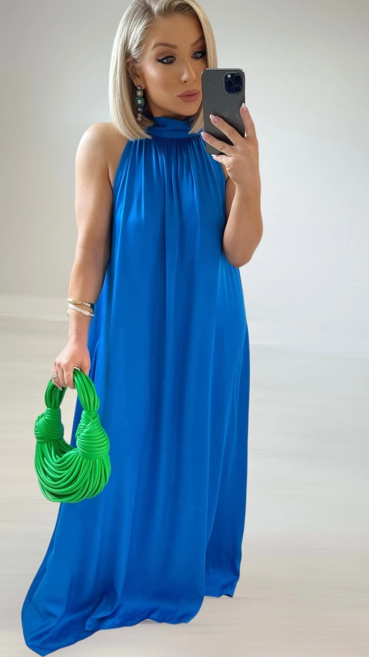 CAROLINA SILKY DRESS - ELECTRIC BLUE