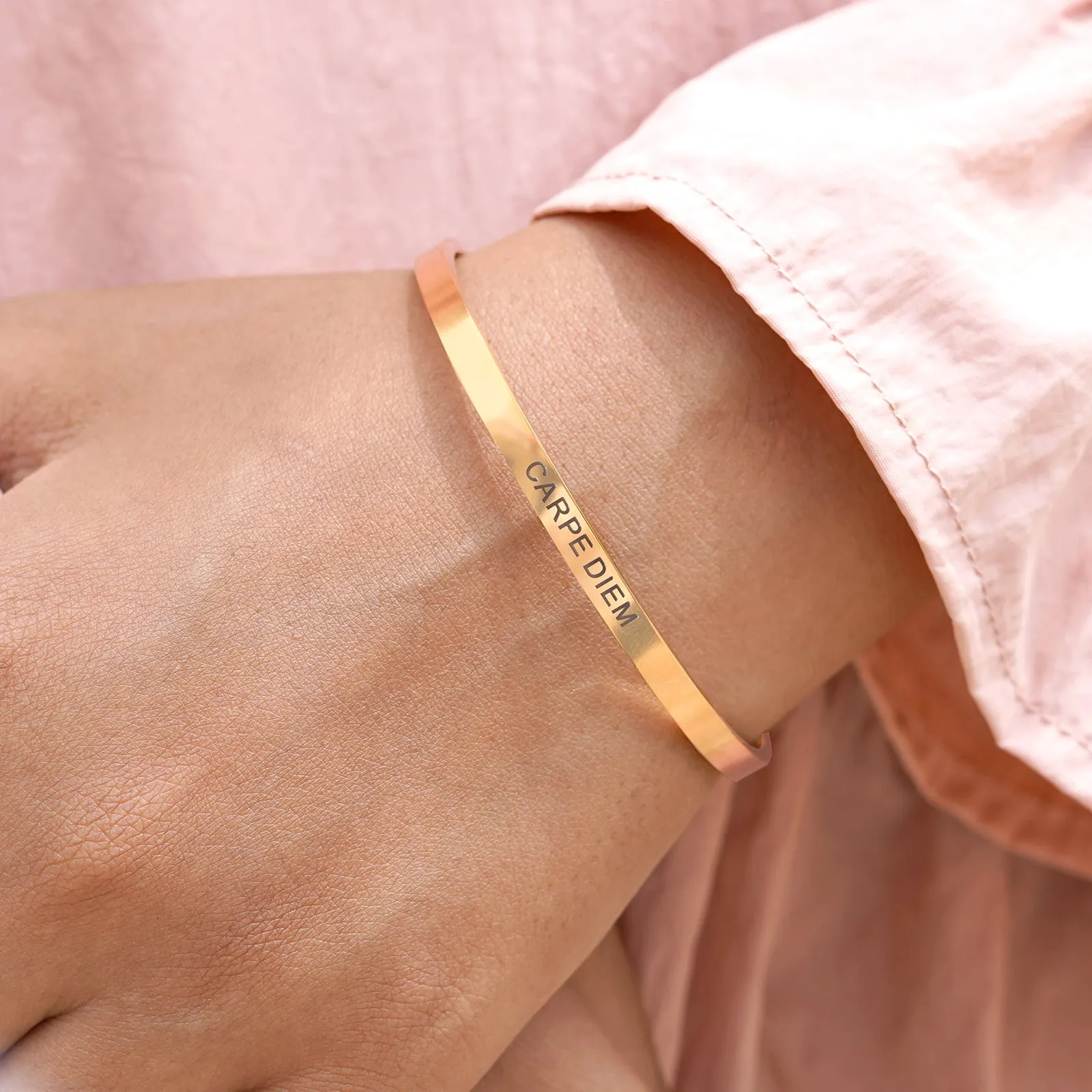 Carpe Diem Rose Gold Mantra Band