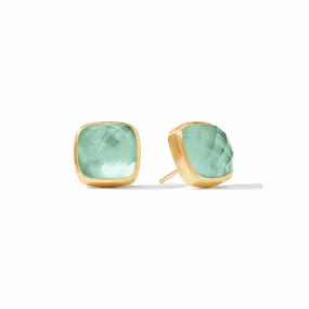 Catalina Stud Earrings with Iridescent Aquamarine Blue Gemstones