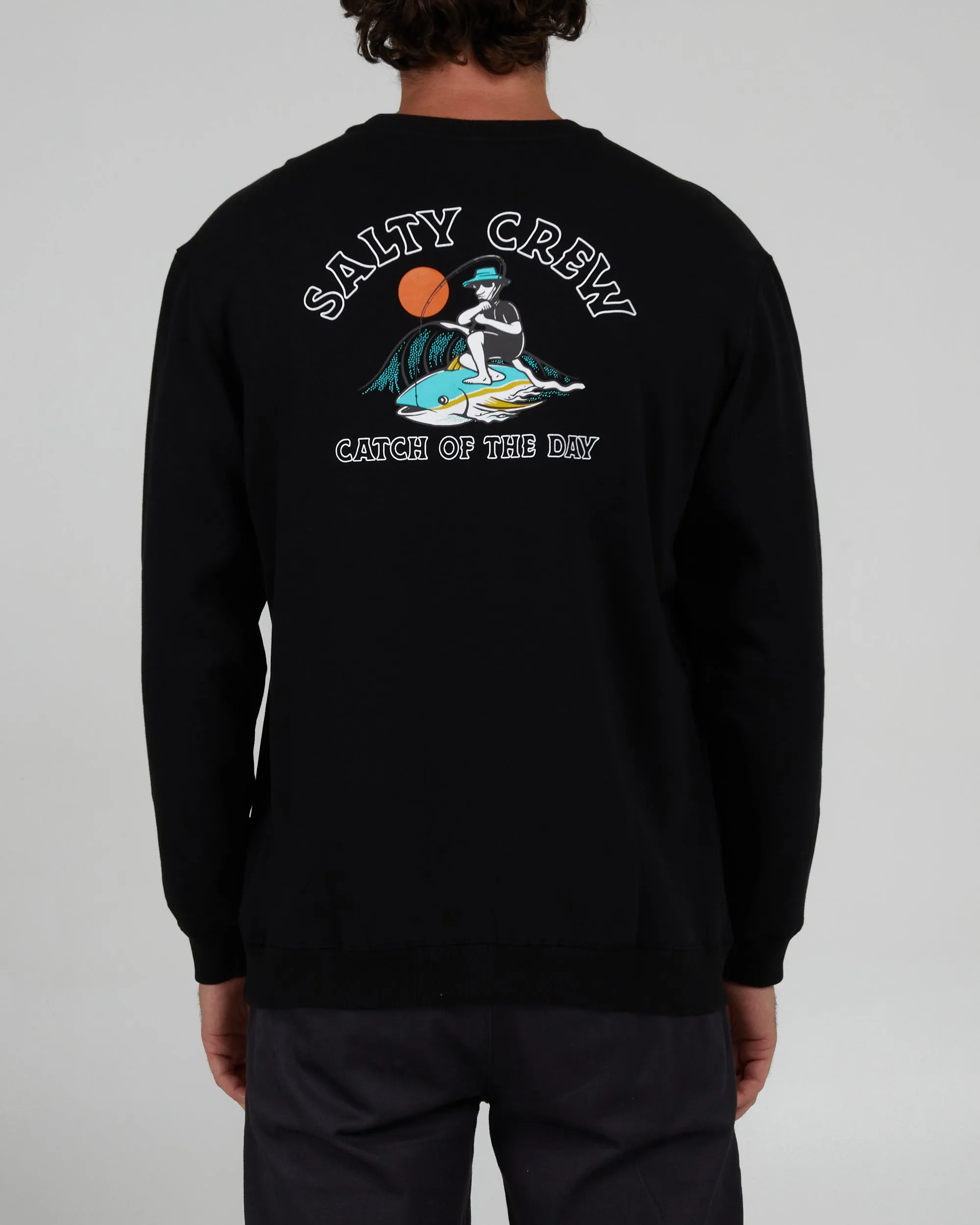 Catch Of The Day Black Crew Fleece