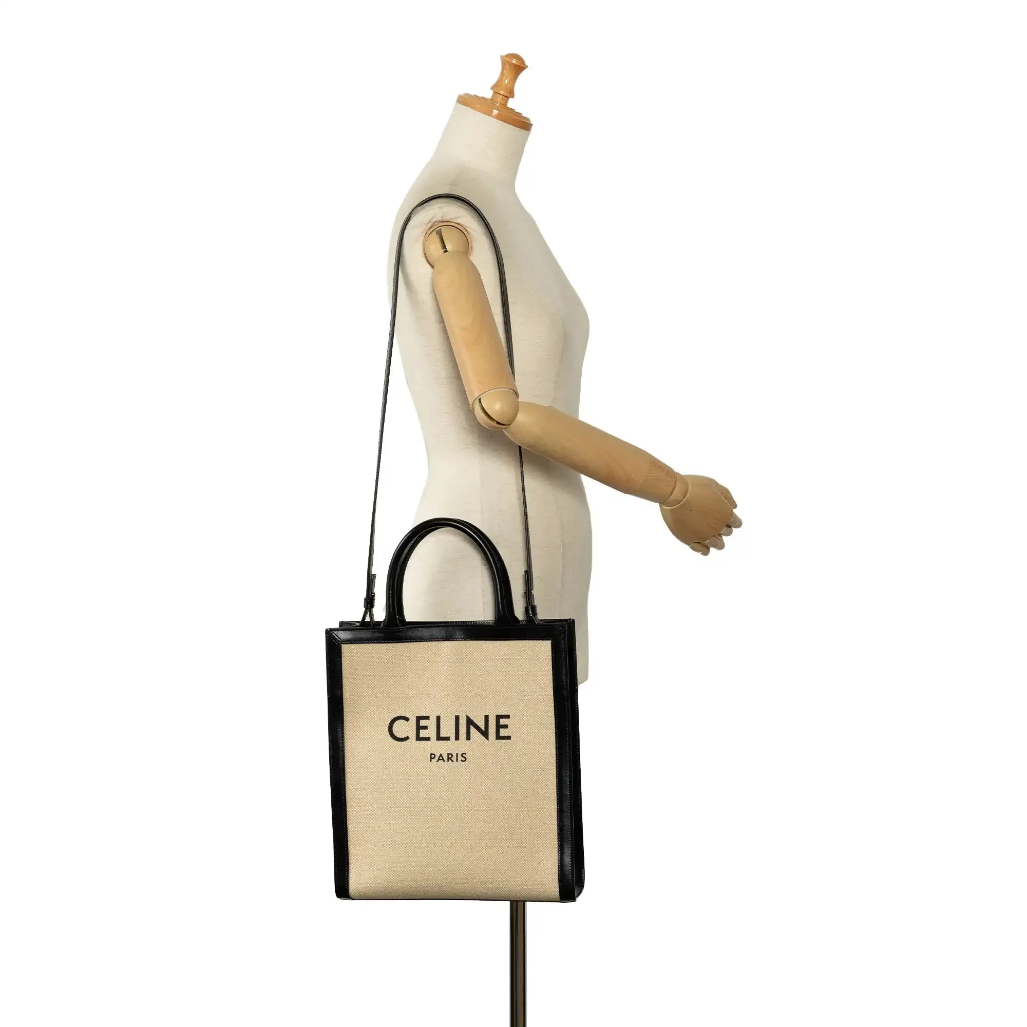 Celine Cabas Vertical Tote Medium White Canvas