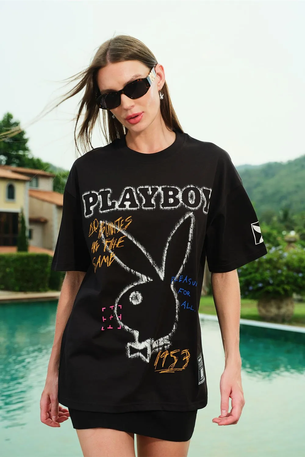 Chalkboard Bunny  Oversized T-shirt