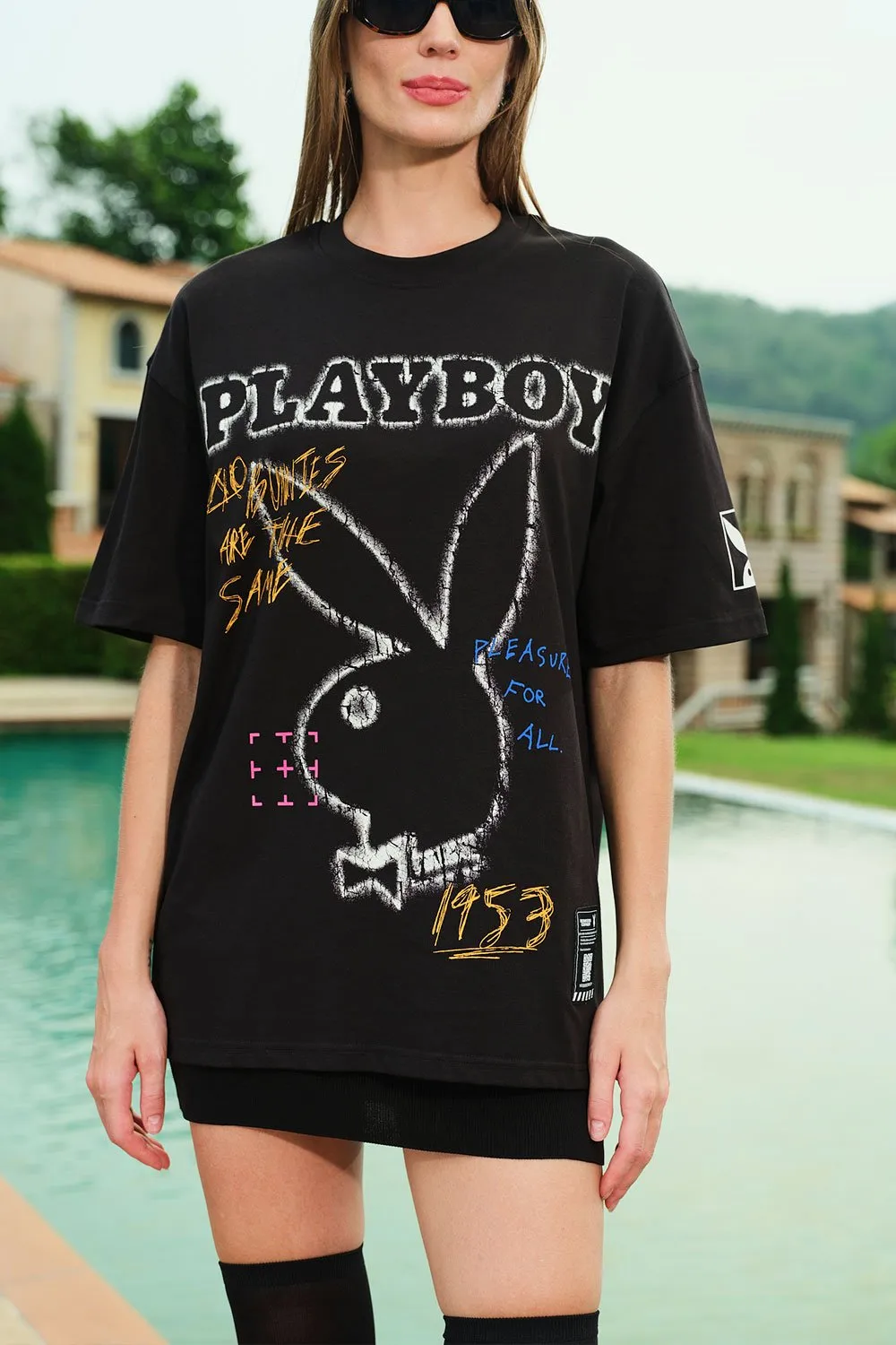 Chalkboard Bunny  Oversized T-shirt