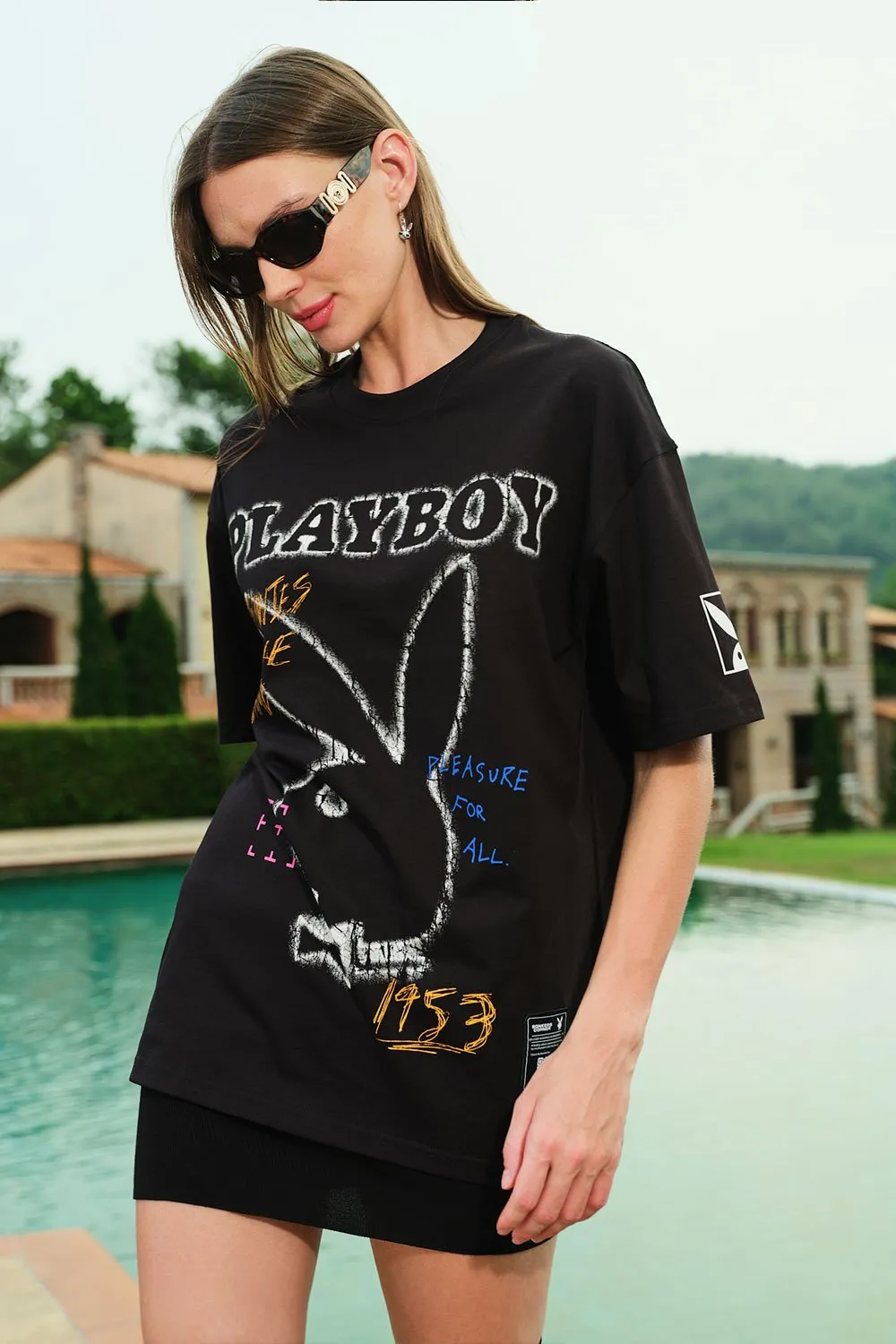 Chalkboard Bunny  Oversized T-shirt