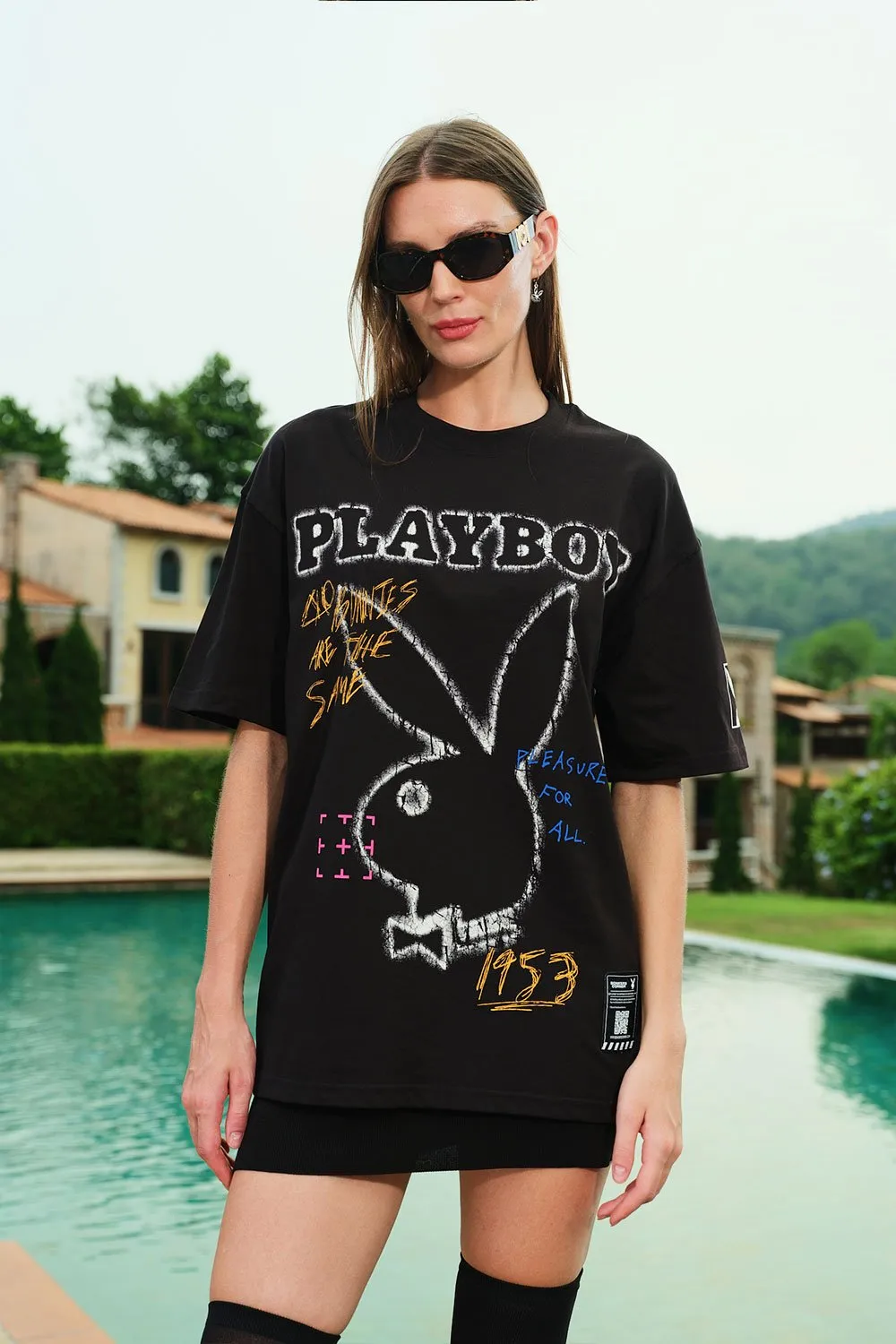 Chalkboard Bunny  Oversized T-shirt