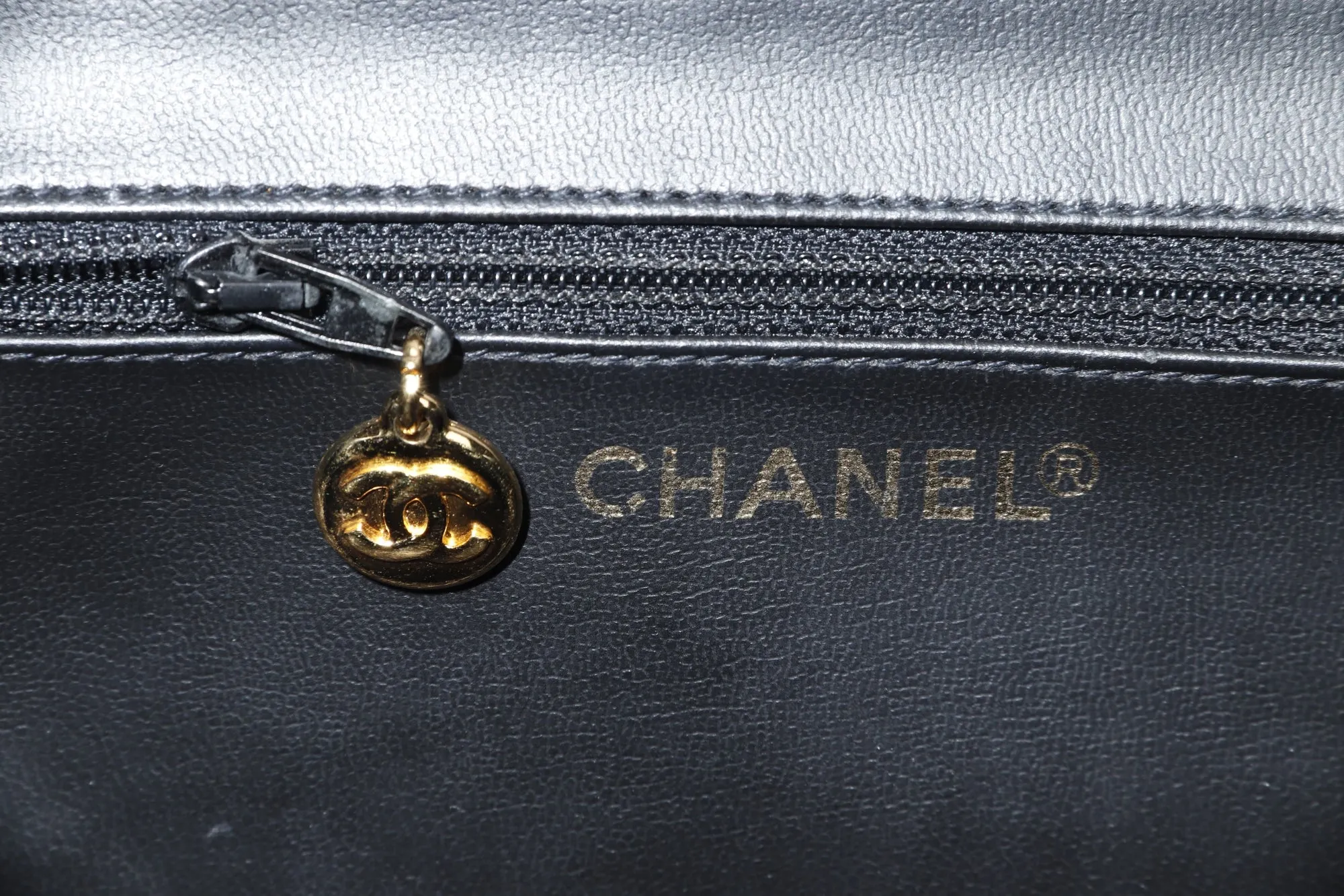 Chanel Vintage Vanity Case (259xxxx) Black Quilted Lambskin, Gold Hardware, with Strap & Card, no Dust Cover