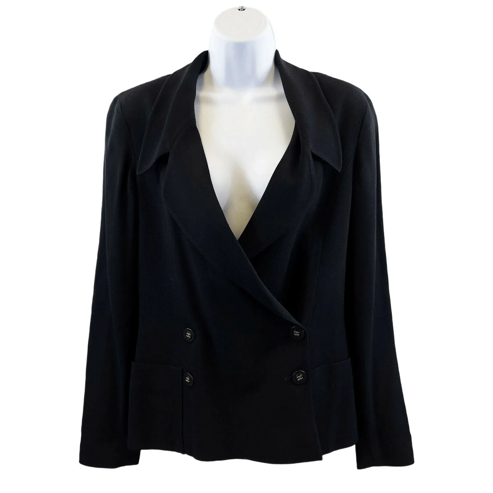 Chanel- Vintage 94P 1994 Black Blazer - Double Breasted - CC Buttons - 36 / US 6