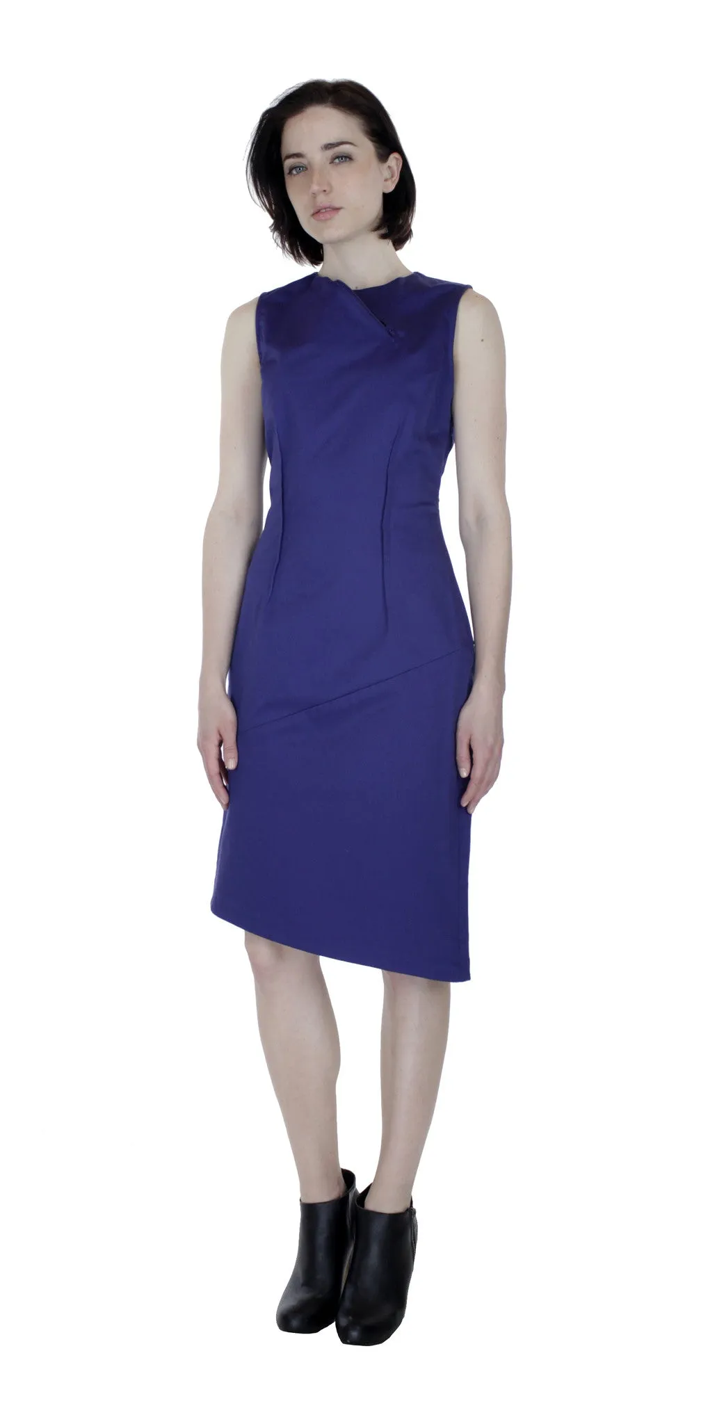 Classic Cut Out Dress w/ Reversible Obi Belt / Royal-ish Purple