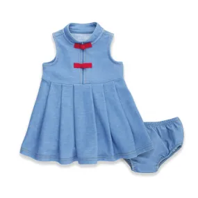 CNY Modern Blessings Baby Mandarin Sleeveless Dress (Sky Blue)