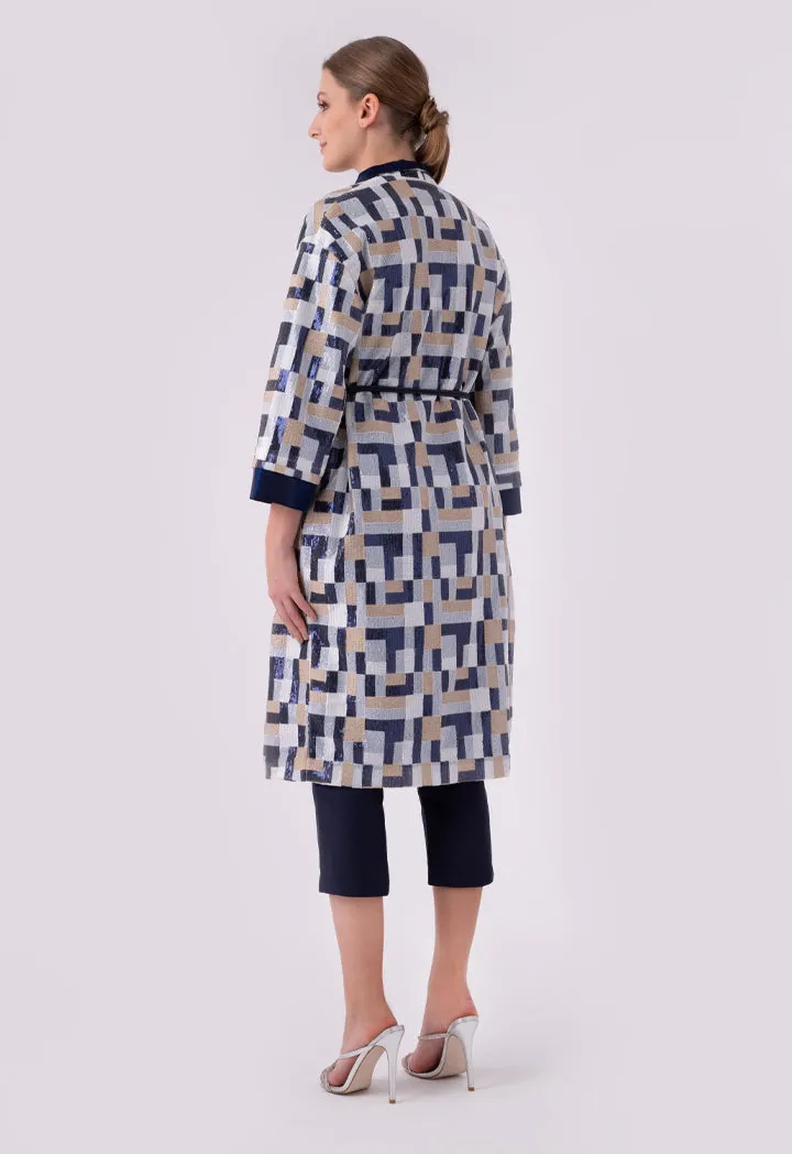 Color Block Geometric Sequined Outerwear