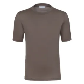 Cotton Crew-Neck T-Shirt in Peanut Brown