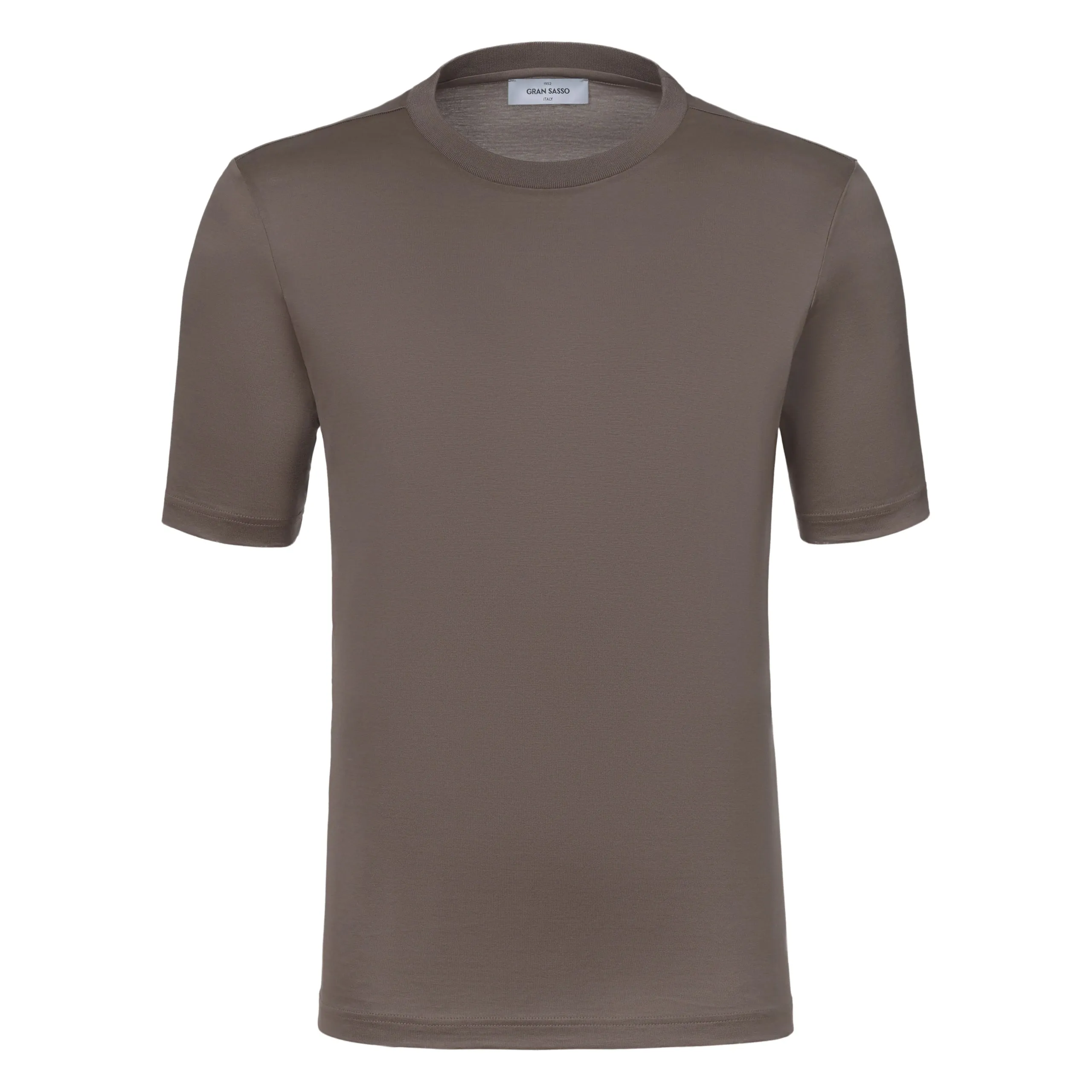 Cotton Crew-Neck T-Shirt in Peanut Brown