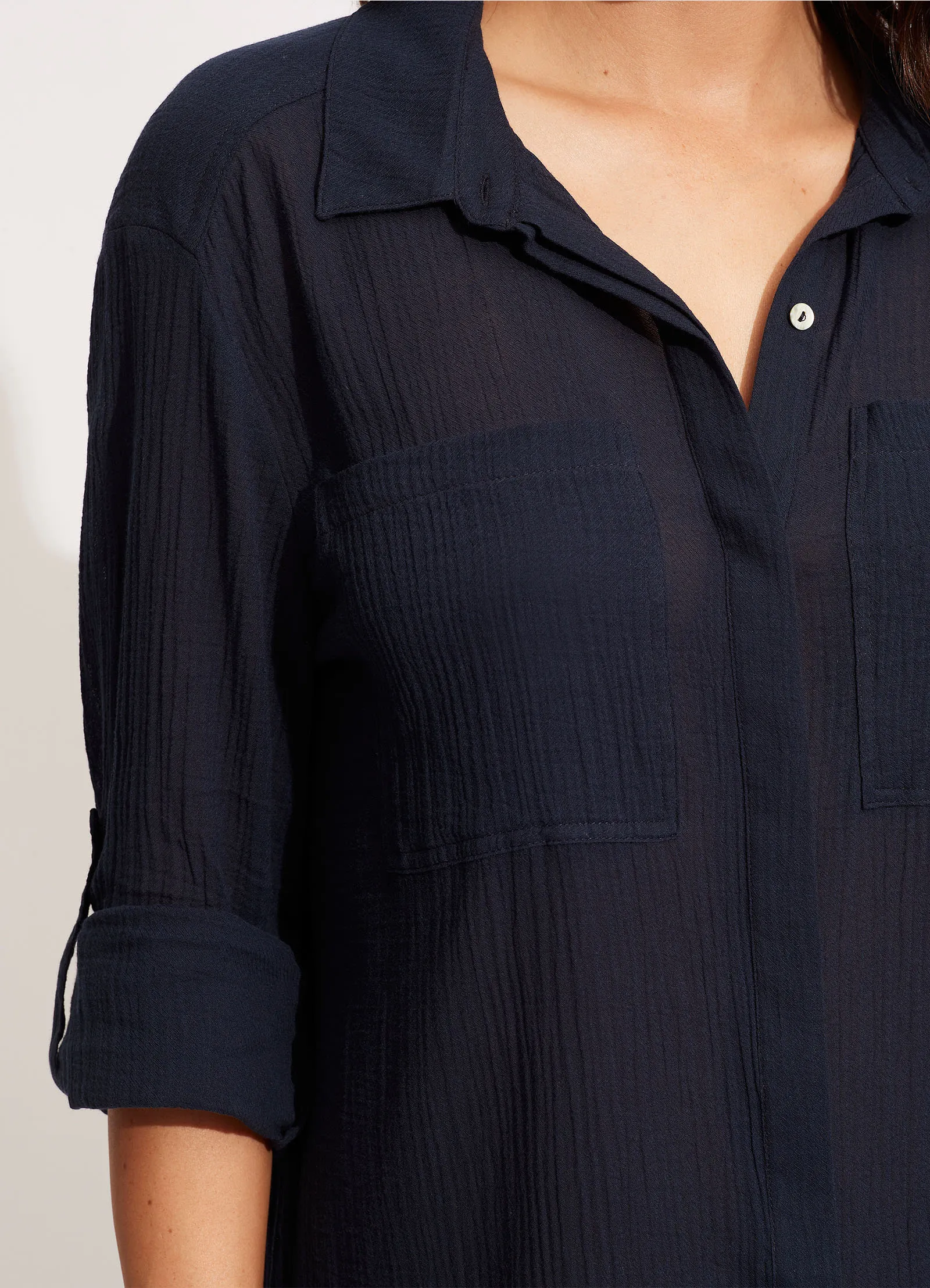 Crinkle Twill Beach Shirt - Indigo