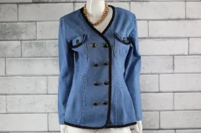 Denim Jacket w/Black Embrodiery (Size M/L)