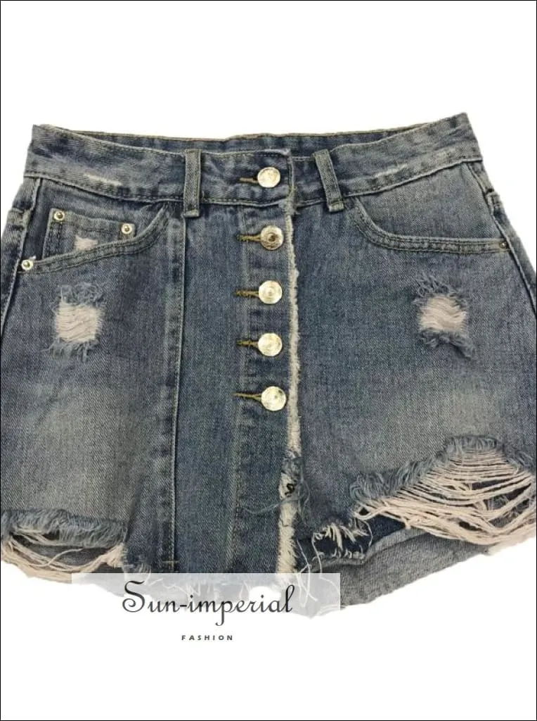 Denim Mini Skirt Washed High Waist A-line Jeans Mini Skirt