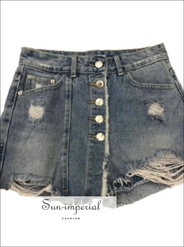 Denim Mini Skirt Washed High Waist A-line Jeans Mini Skirt