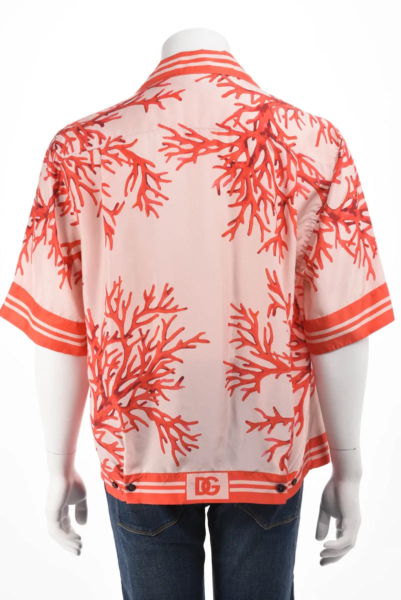 Dolce & Gabbana Red Silk Habotai Hawaiian Shirt 40