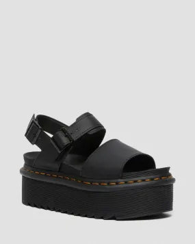 Dr. Martens Women's VOSS LEATHER STRAP PLATFORM SANDALS (Black)