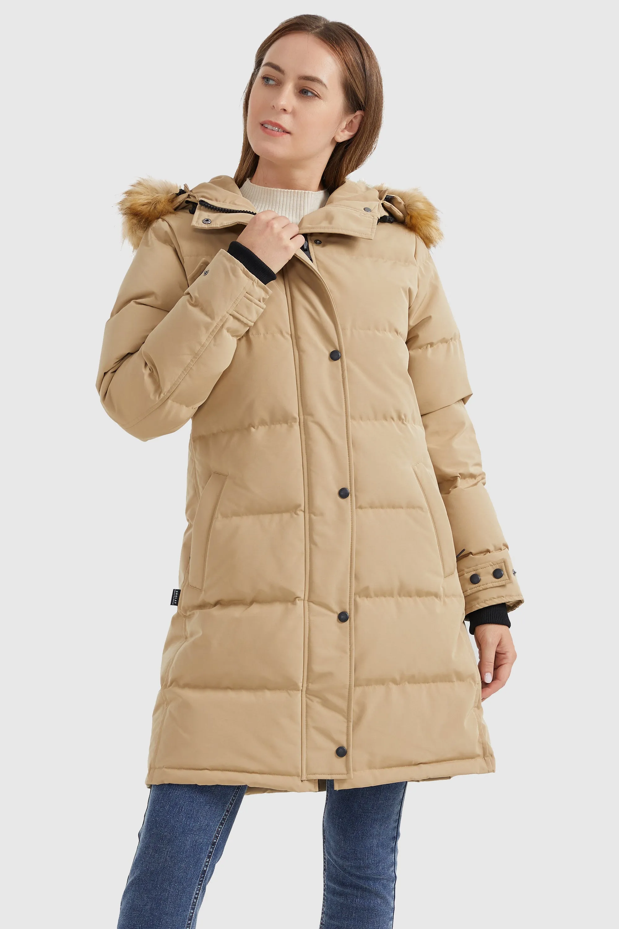 Drawstring Hooded Thickened Puffer Down Coat