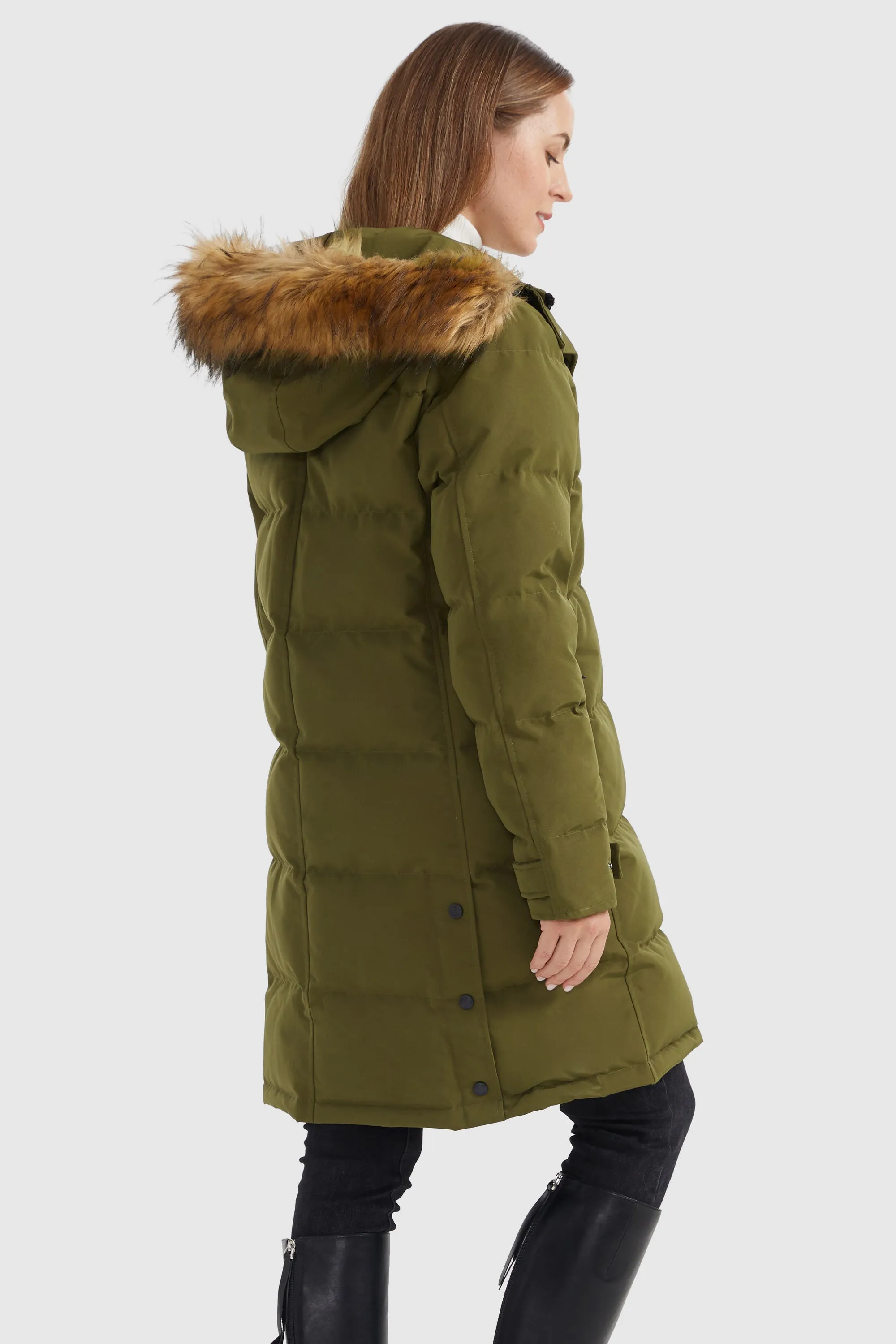 Drawstring Hooded Thickened Puffer Down Coat