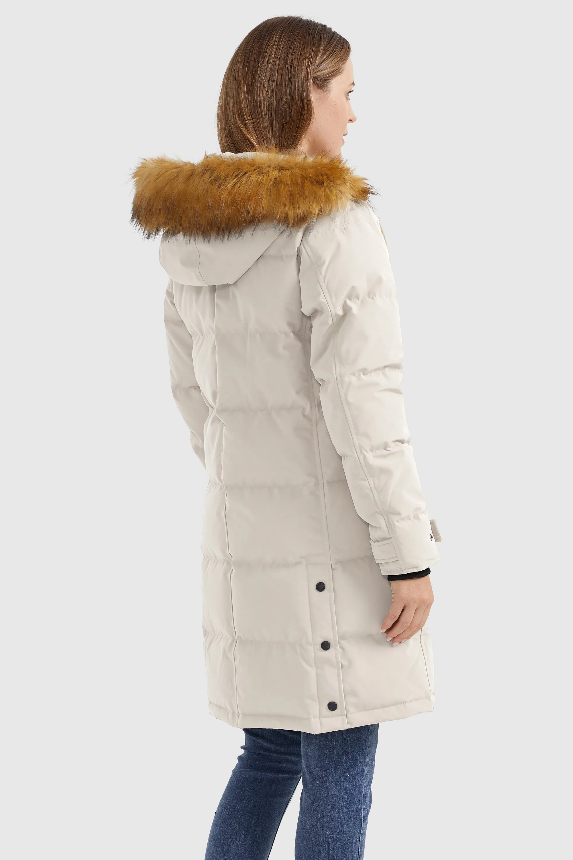 Drawstring Hooded Thickened Puffer Down Coat