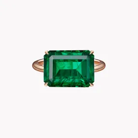 East-West Emerald Cut Emerald Ring