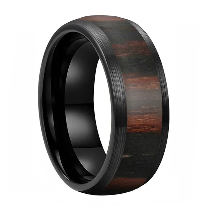 Ebony Wood & Black Tungsten Ring (8mm)