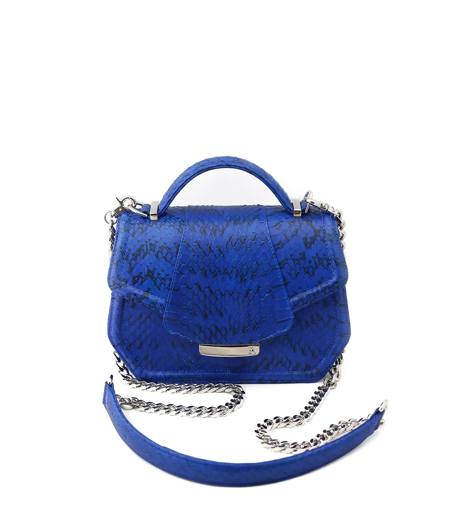 Electric Blue meshed water snake mini Anabella Tote