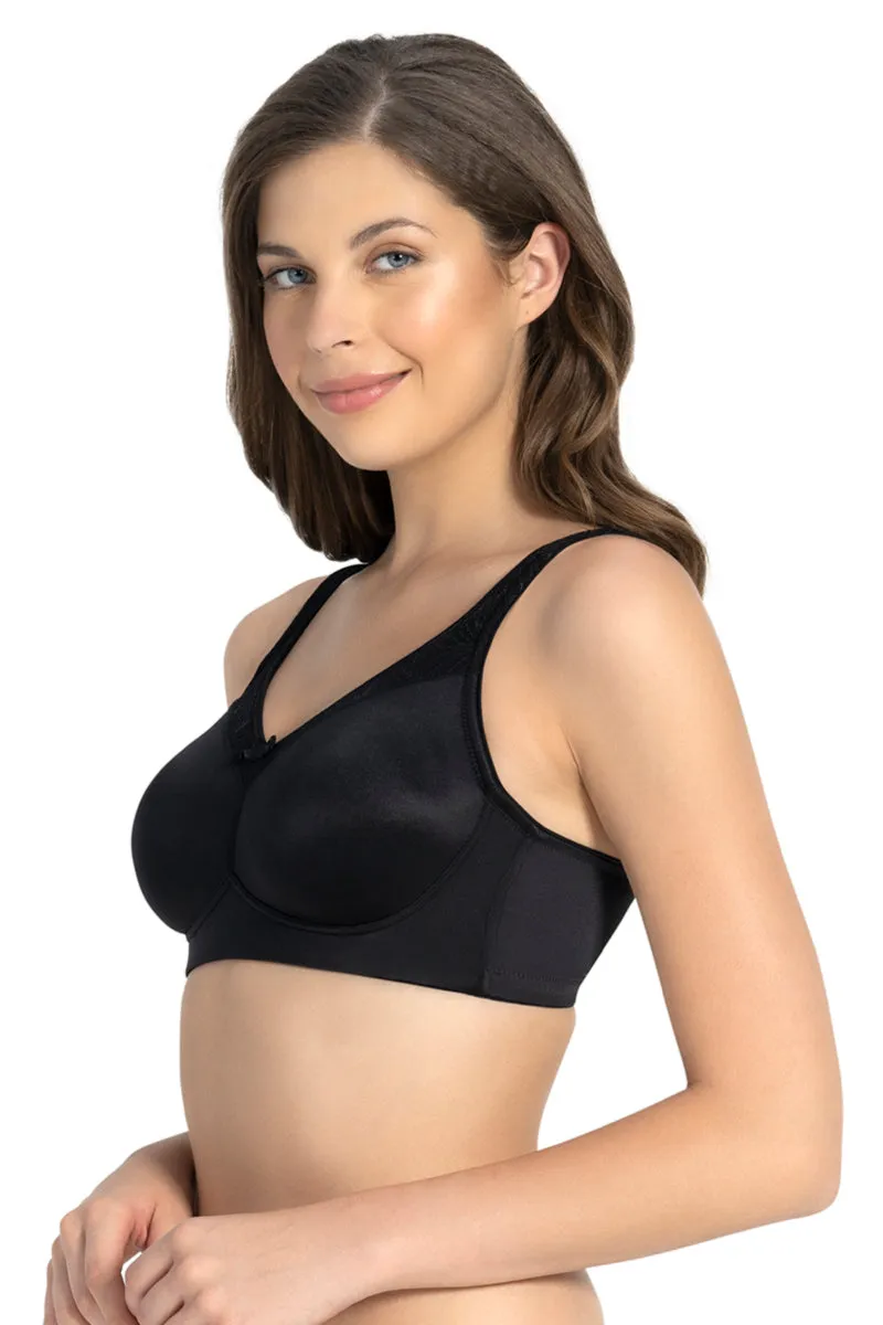 Elegant Support Non-padded & Non-wired Bra - Black