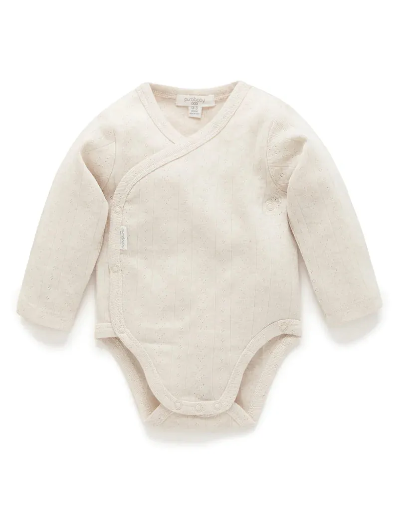 Ess Pointelle Long Sleeve Wrap Bodysuit