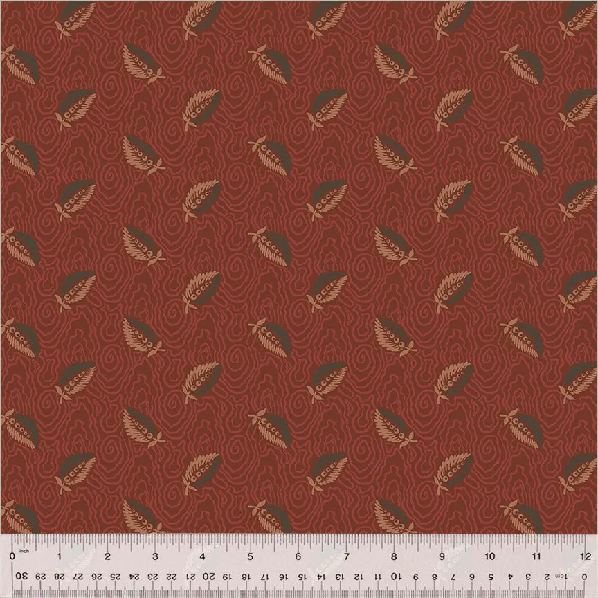 Fabric FLOATING LEAF RUBY from GARDEN TALE Collection by Jeanne Horton 53828-14