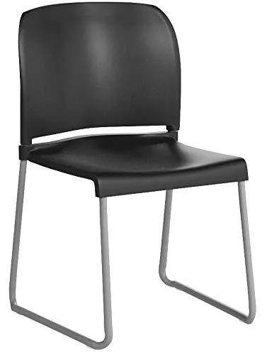 Flash Furniture 5 Pk. HERCULES Series 880 lb. Capacity Black Full Back Contoured Stack Chair with Sled Base