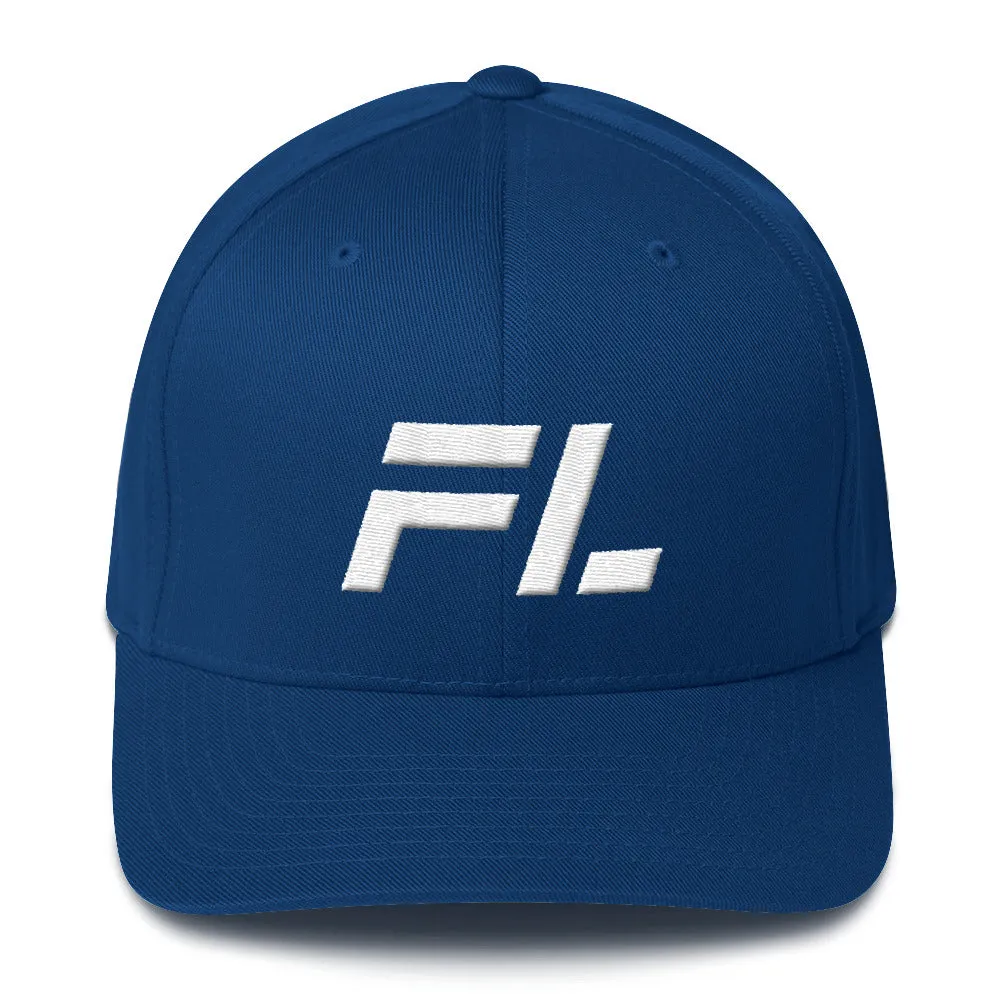 Florida - Structured Twill Cap - White Embroidery - FL - Many Hat Color Options Available