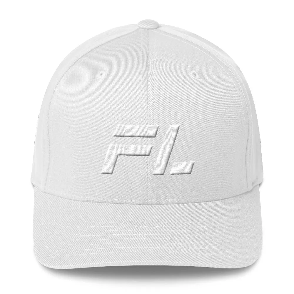 Florida - Structured Twill Cap - White Embroidery - FL - Many Hat Color Options Available