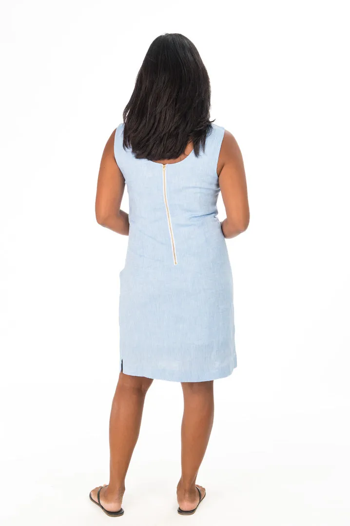 Ginnie Shift Dress - Blue Chambray