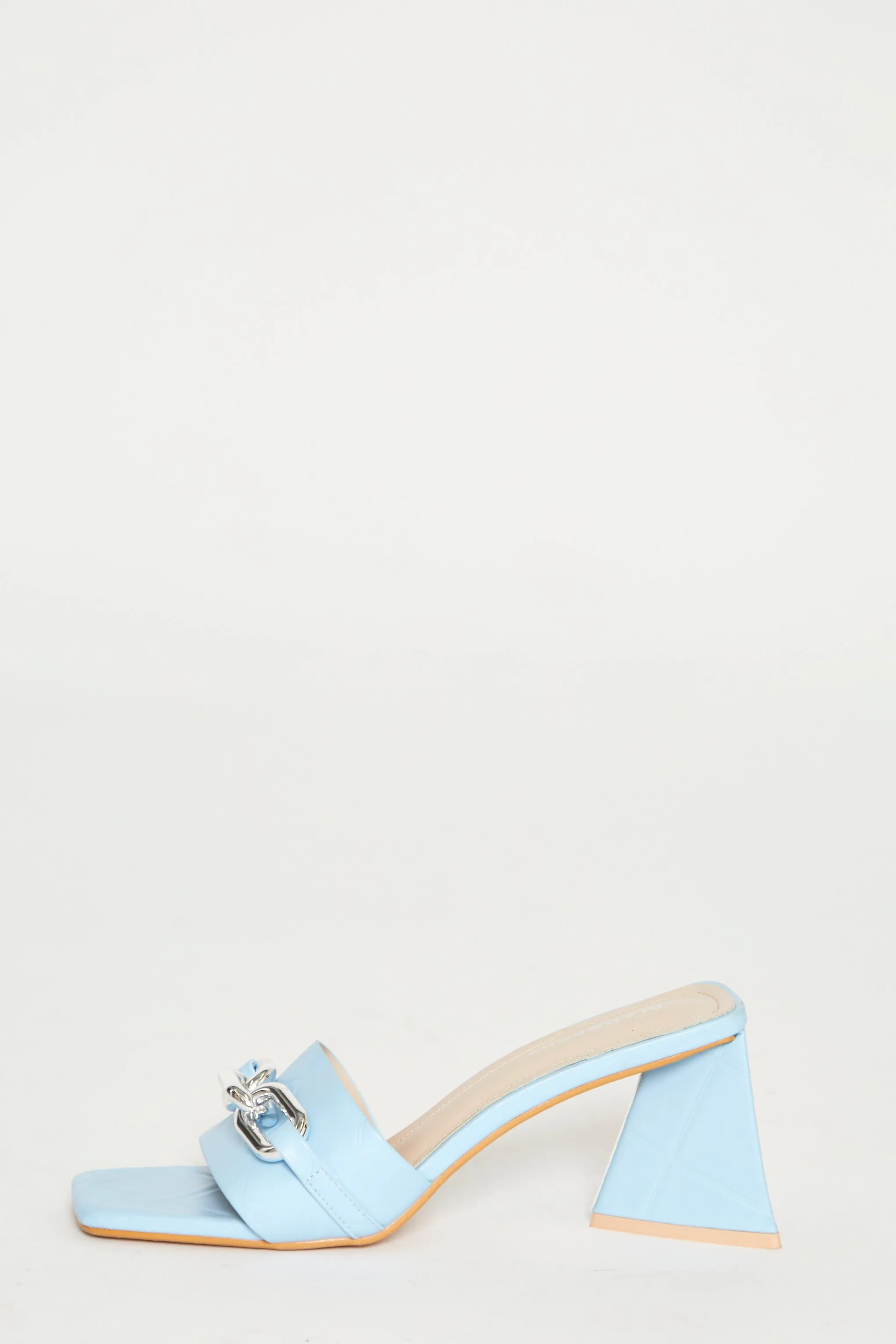 Glamorous Blue Quilted Square Toe Mules