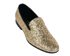 Gold Sparkle Slip On Men's  Shoes