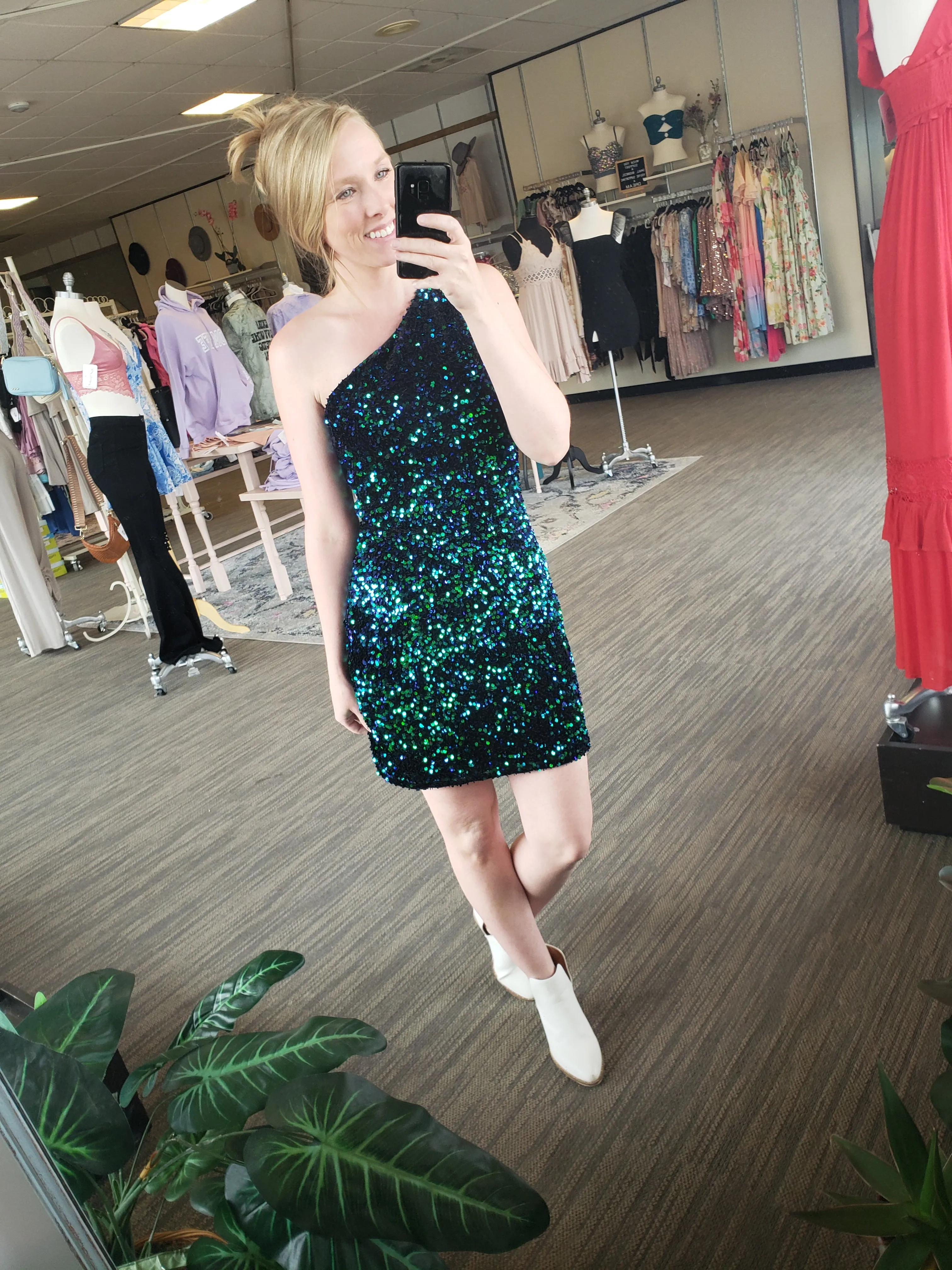 Green/Blue Sequin Bodycon Mini Dress