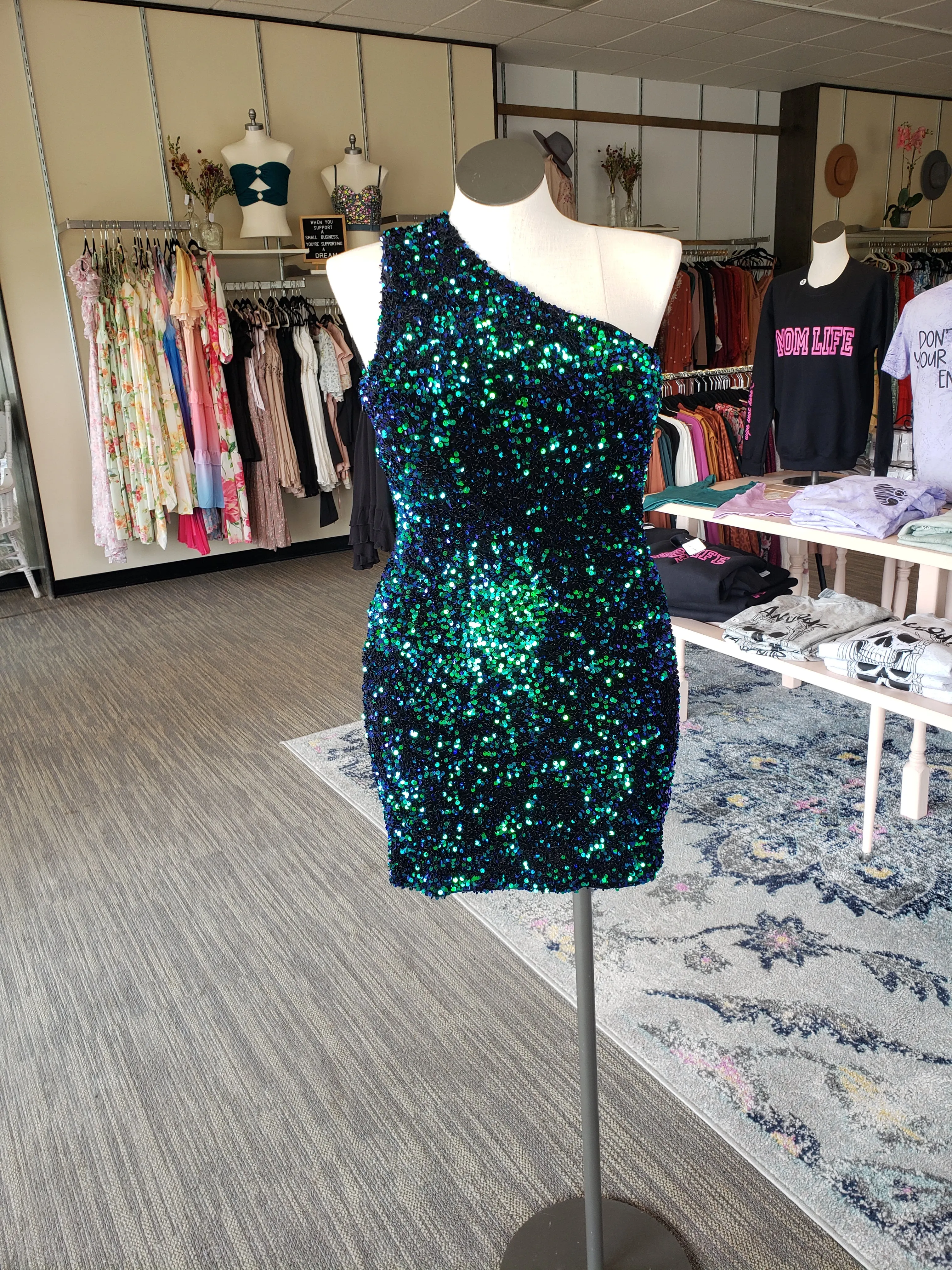 Green/Blue Sequin Bodycon Mini Dress