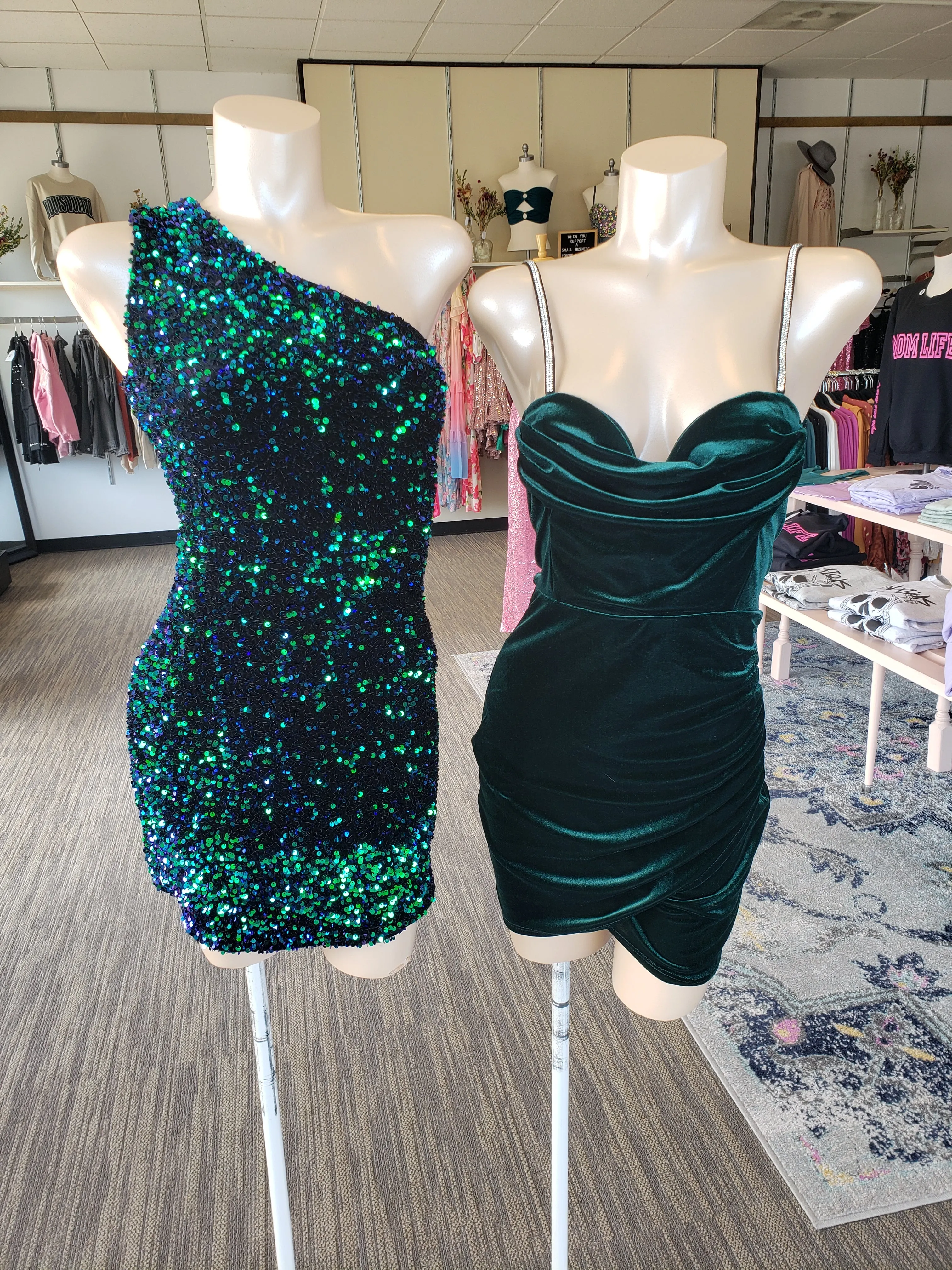 Green/Blue Sequin Bodycon Mini Dress