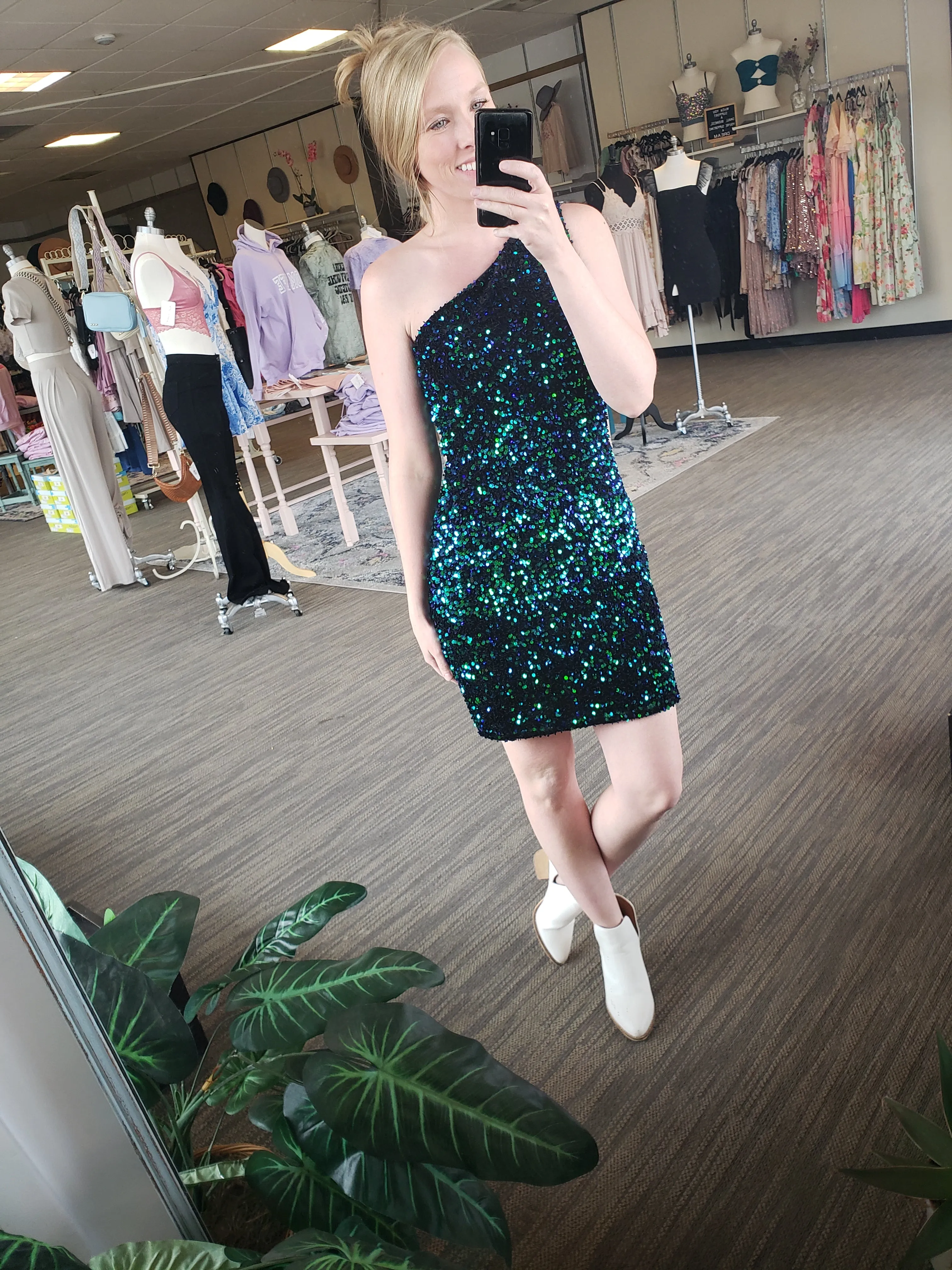 Green/Blue Sequin Bodycon Mini Dress