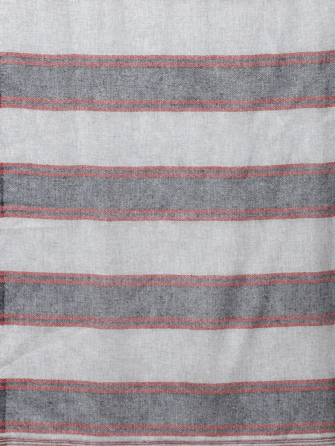 Grey & Red Recycled Poly Cotton Striped Stole