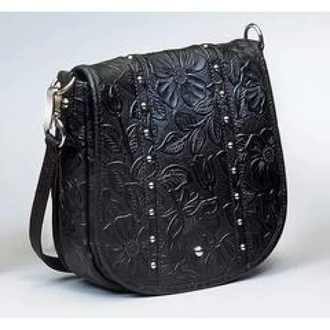 GTM Original Simple Bling Leather Tooled Concealed Carry Crossbody Pouch