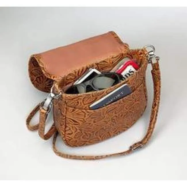 GTM Original Simple Bling Leather Tooled Concealed Carry Crossbody Pouch